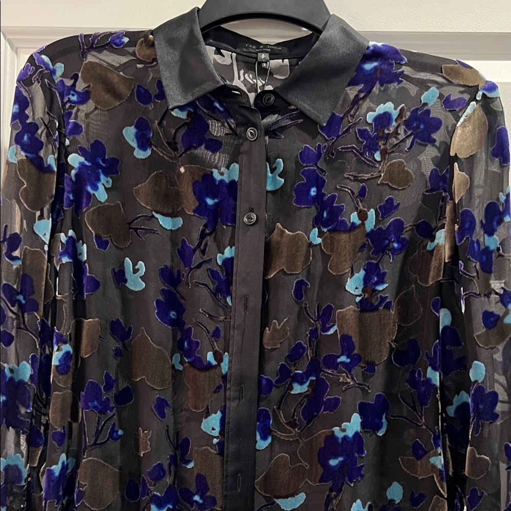 Rag & Bone Black Sheer Blouse